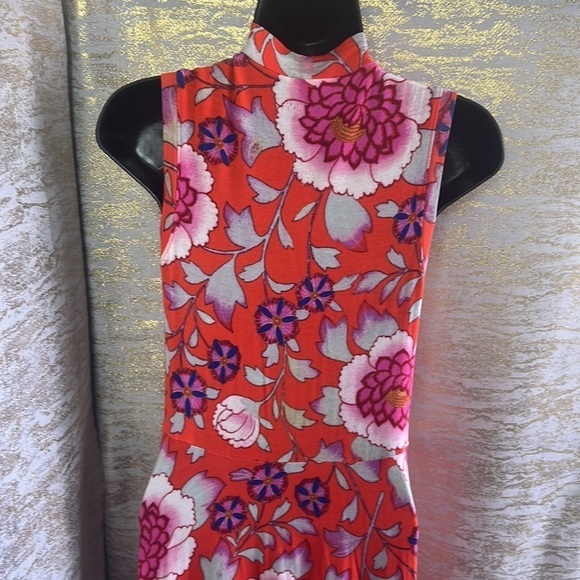 Anthropologie Maeve Cleary Bright Pink Floral Sleeveless Dress Size X-SMALL - Picture 12 of 17